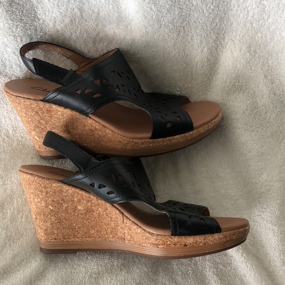 Clarks cork slingback wedge sandal - Picture 3 of 5